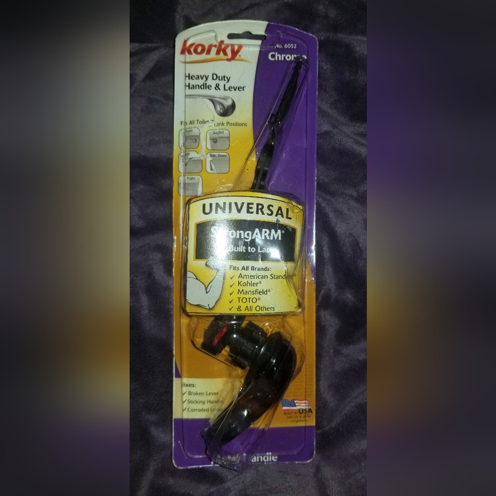 NWT Universal Toilet Handle & Lever Korky Chrome Strong Arm Metal #6052